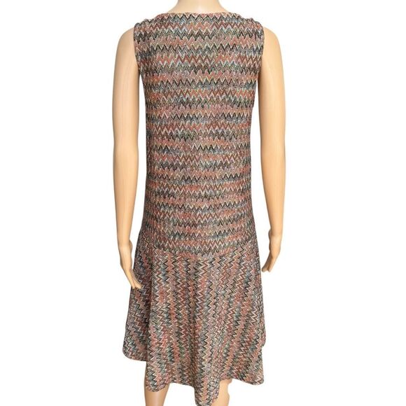 Anthropologie Maeve Westwater Chevron Knit Dress Brown Pink Motif size S - Picture 4 of 8